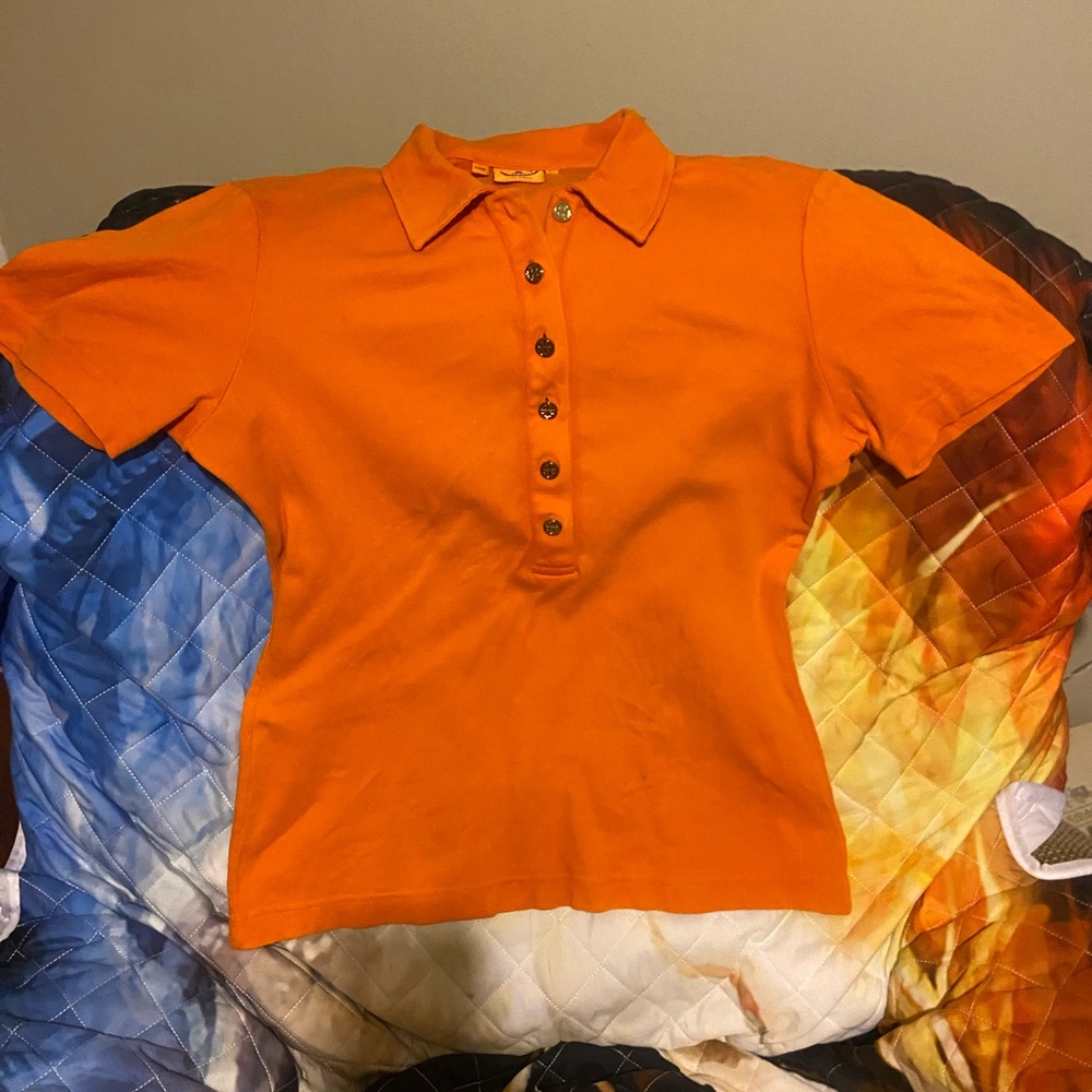 Tory Burch Vibrant Orange Polo Top